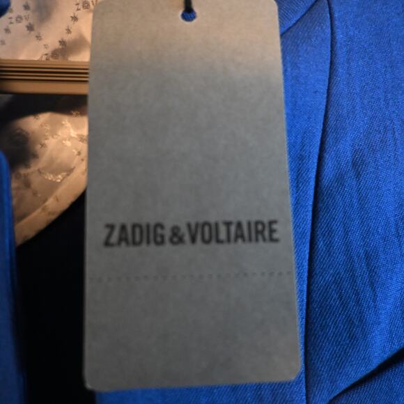 NWT: Zadig & Voltaire Very Open-front Linen Blend Blazer in Blue Saphire - Picture 7 of 16